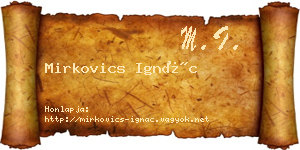 Mirkovics Ignác névjegykártya